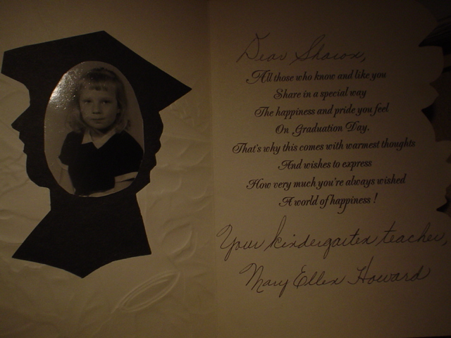 A letter from her kindergarten teacher
Sharon Charished this one.
Ann was/is so proud of her